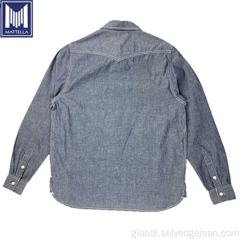 Denim Shirt For Girls indigo 6oz 100% cotton men denim jeans shirt Factory